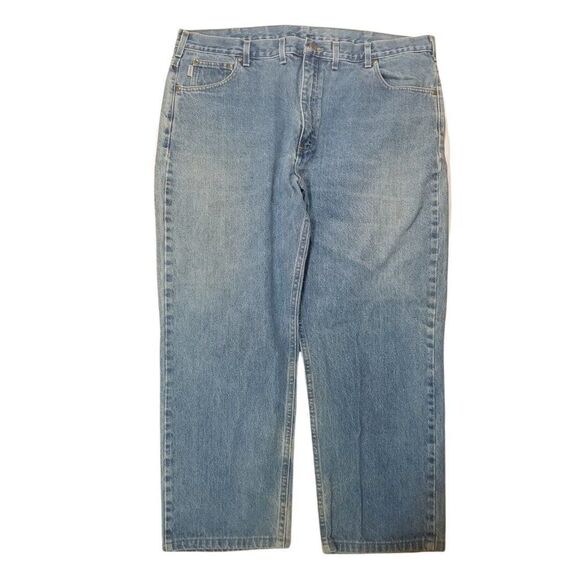 Carhartt Mens Size 44x32 Blue Traditional Fit Straight Leg Med Wash Jeans - Picture 1 of 9